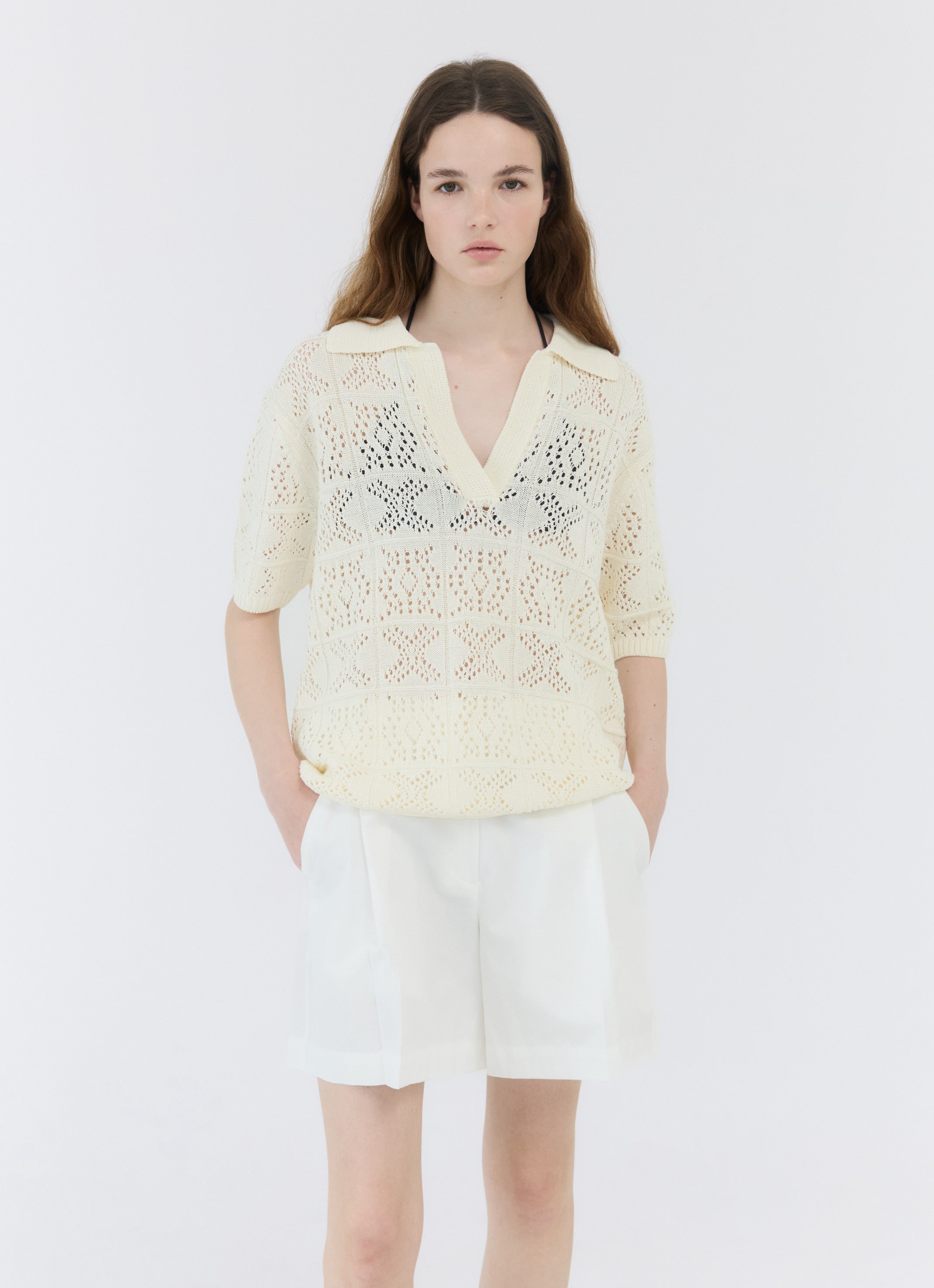 CROCHET KNIT COLLAR TOP