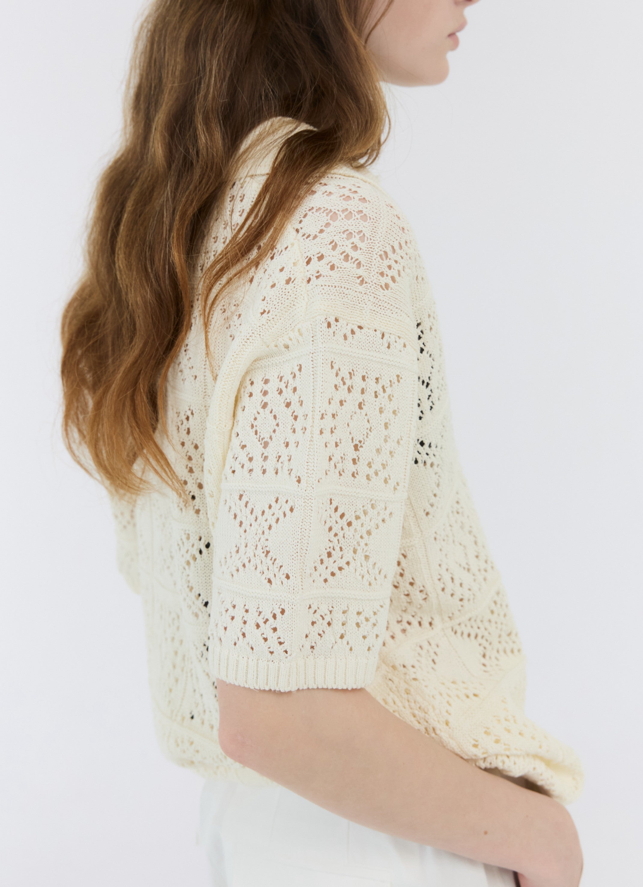 CROCHET KNIT COLLAR TOP