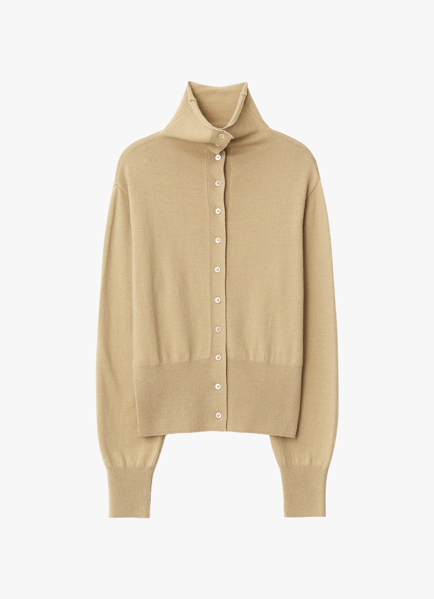 MERINO WOOL HIGH-NECK CARDIGAN