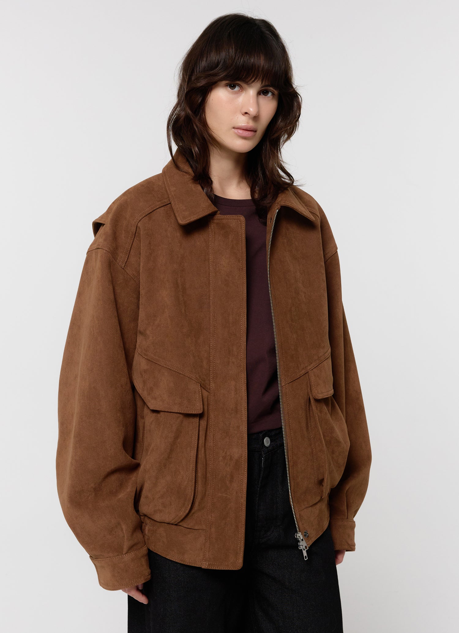 FAUX SUEDE BOMBER