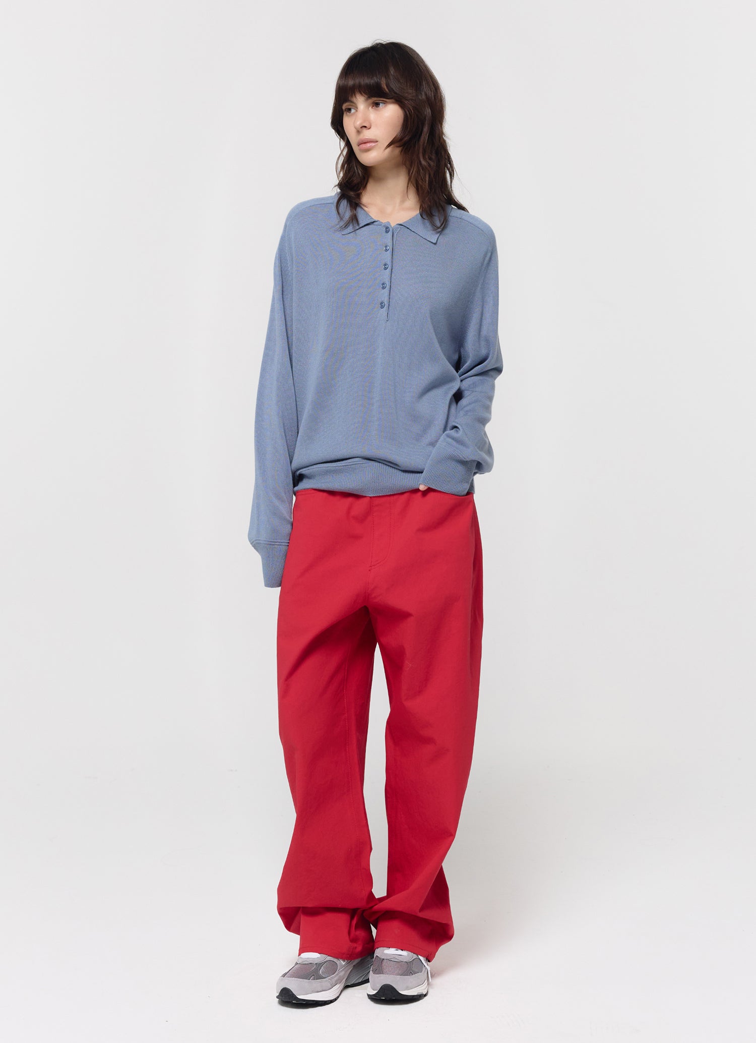 WOOL SILK POLO KNIT