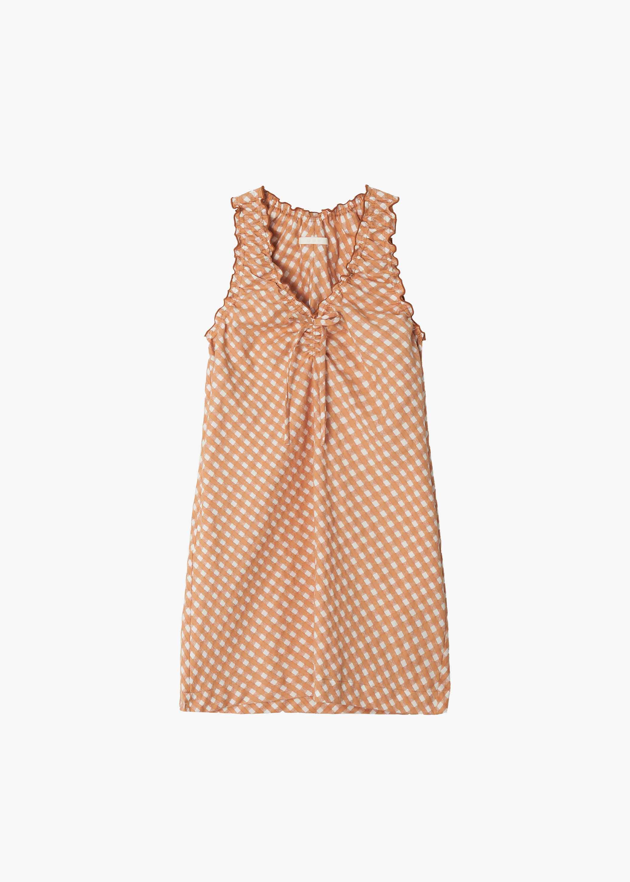 ORANGE SHIRRING DRESS