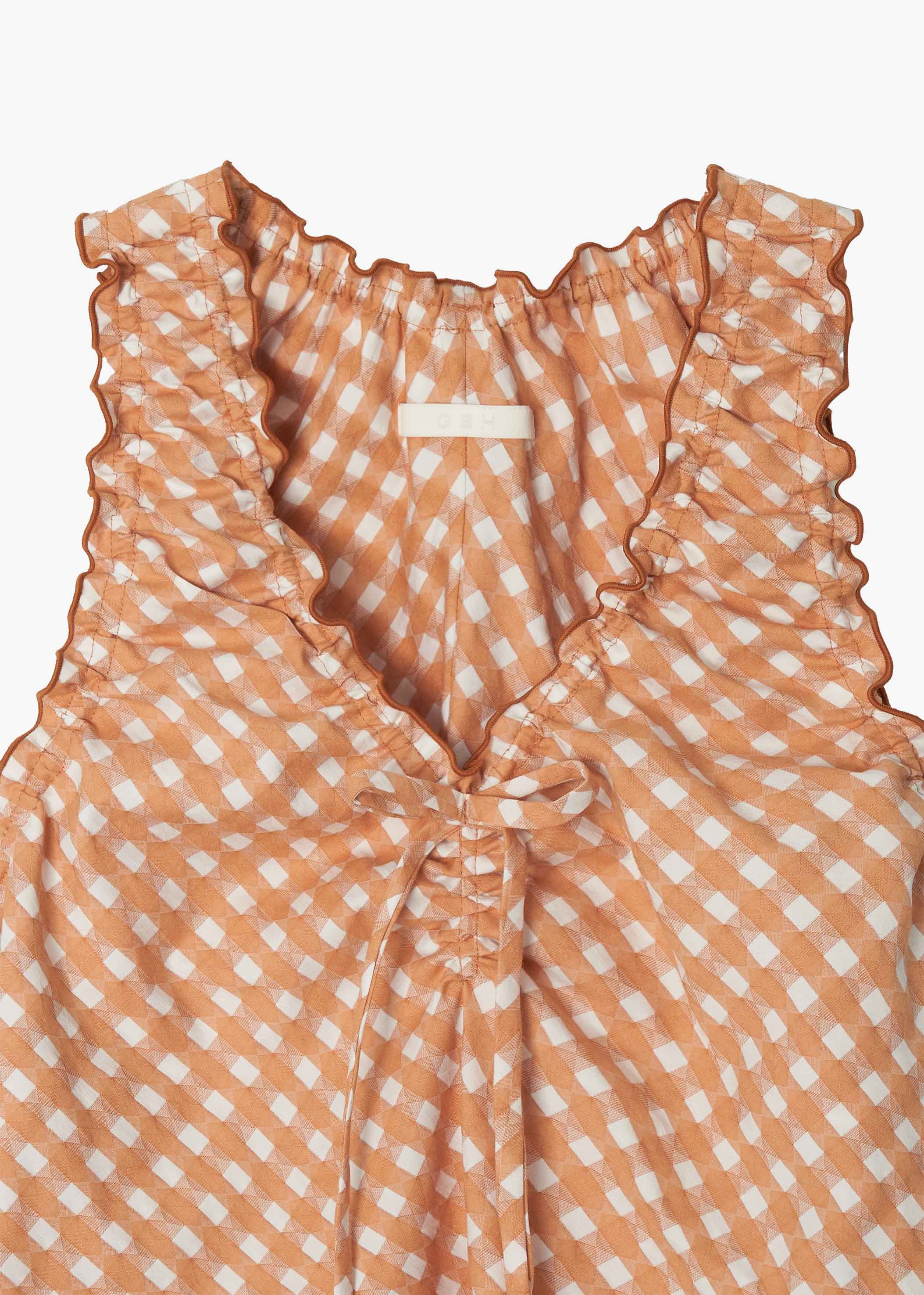 ORANGE SHIRRING DRESS