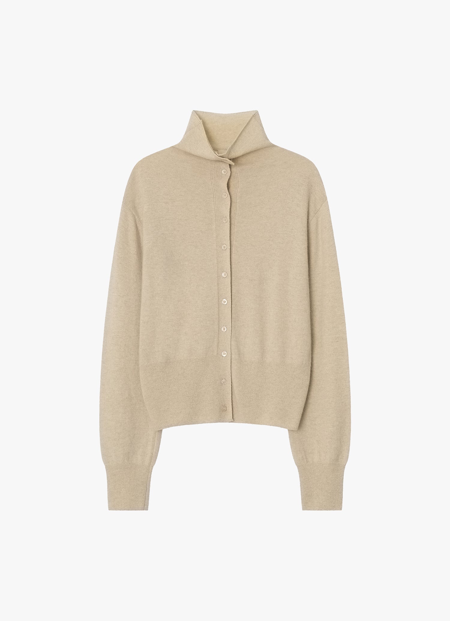 WOOL BLEND HIGH-NECK CARDIGAN