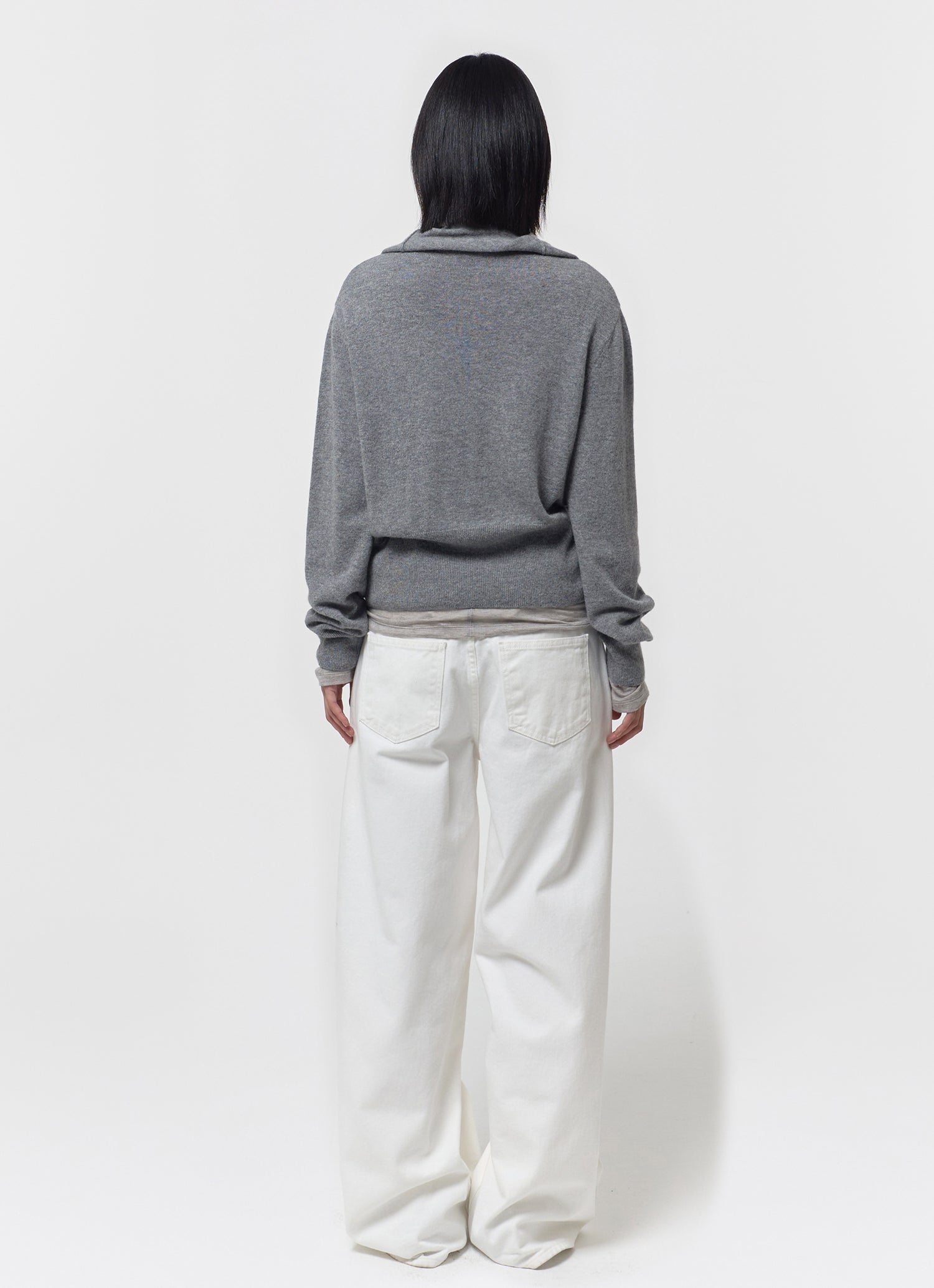 WOOL BLEND HIGH-NECK CARDIGAN