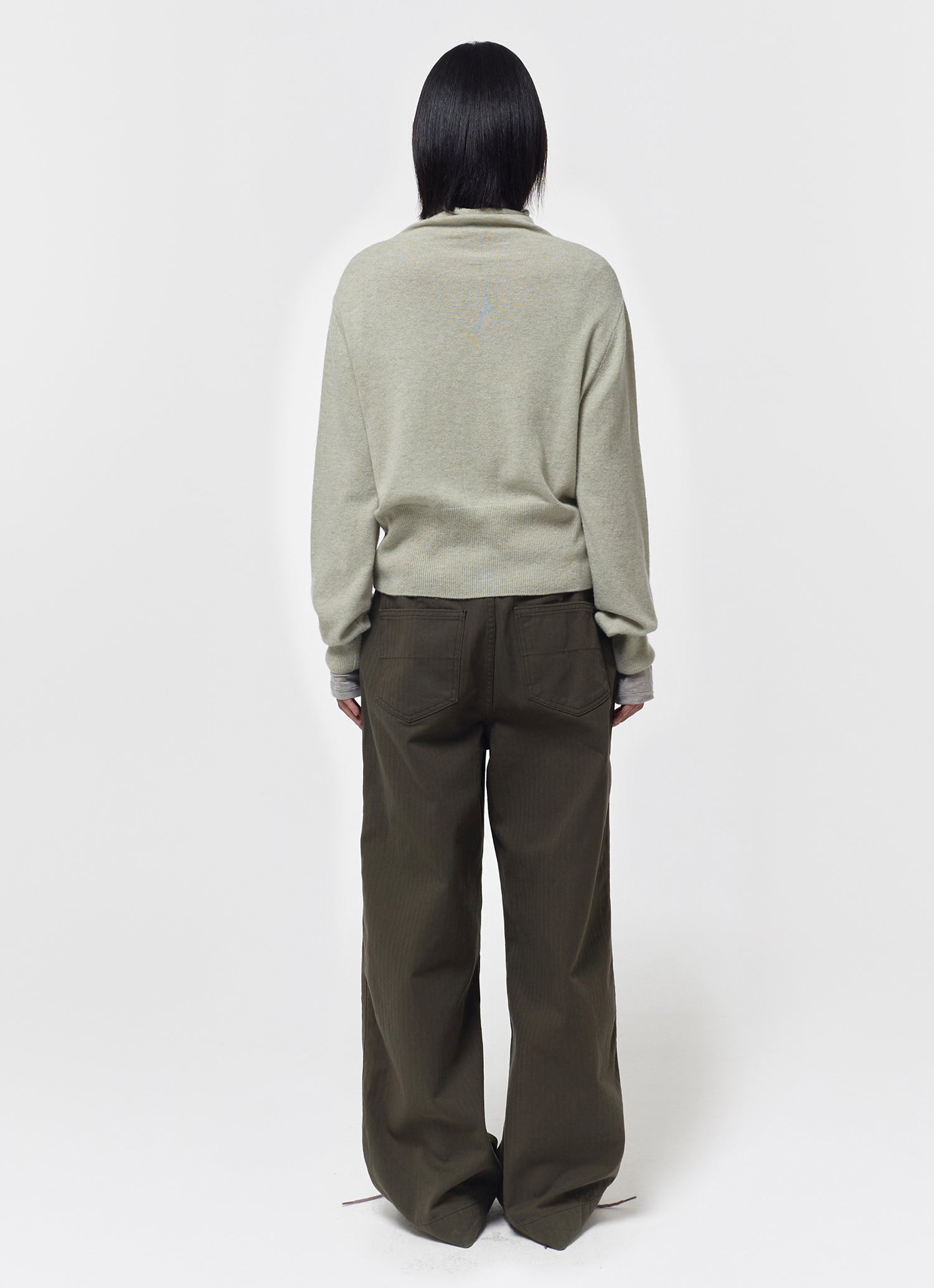 WOOL BLEND HIGH-NECK CARDIGAN