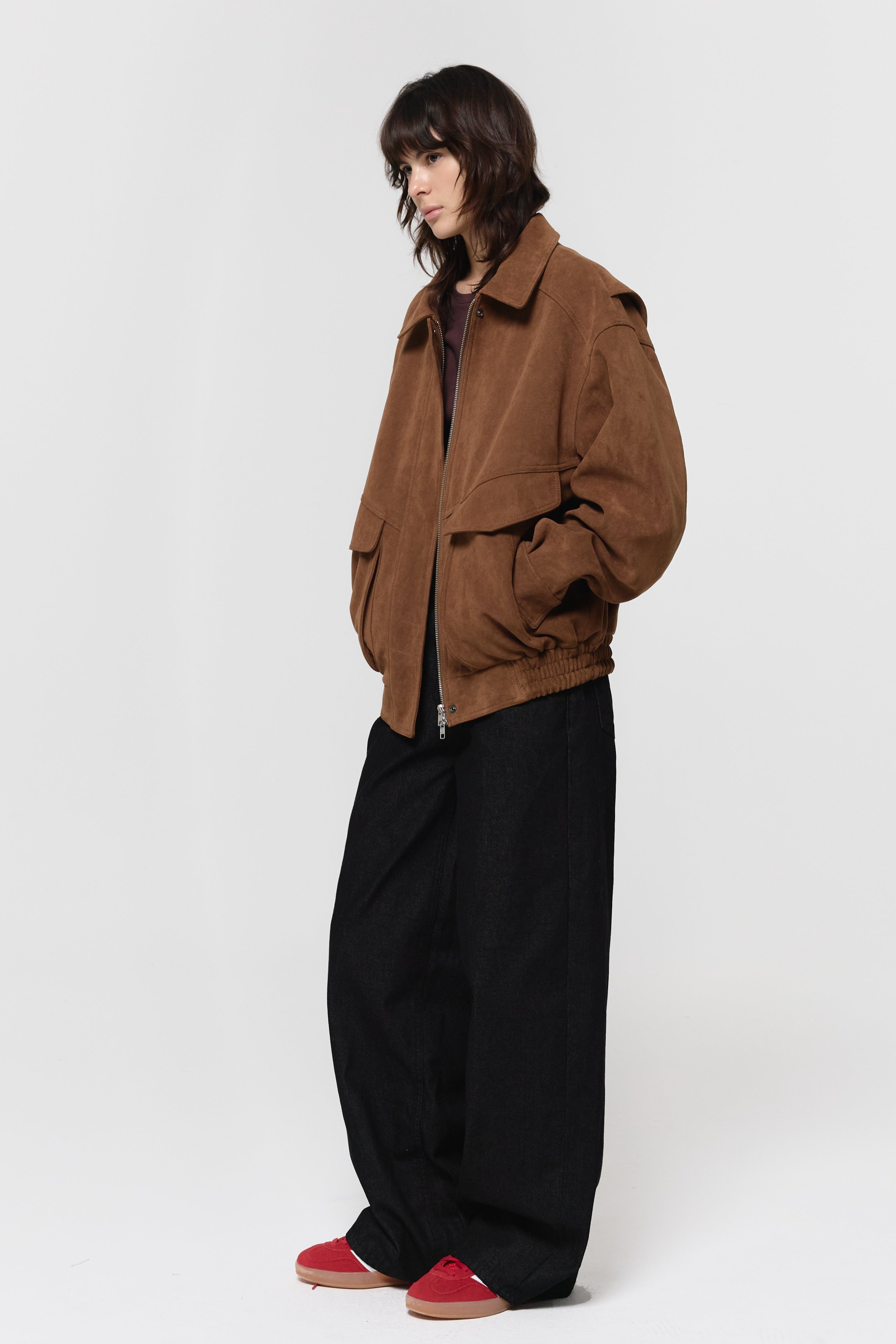 FAUX SUEDE BOMBER