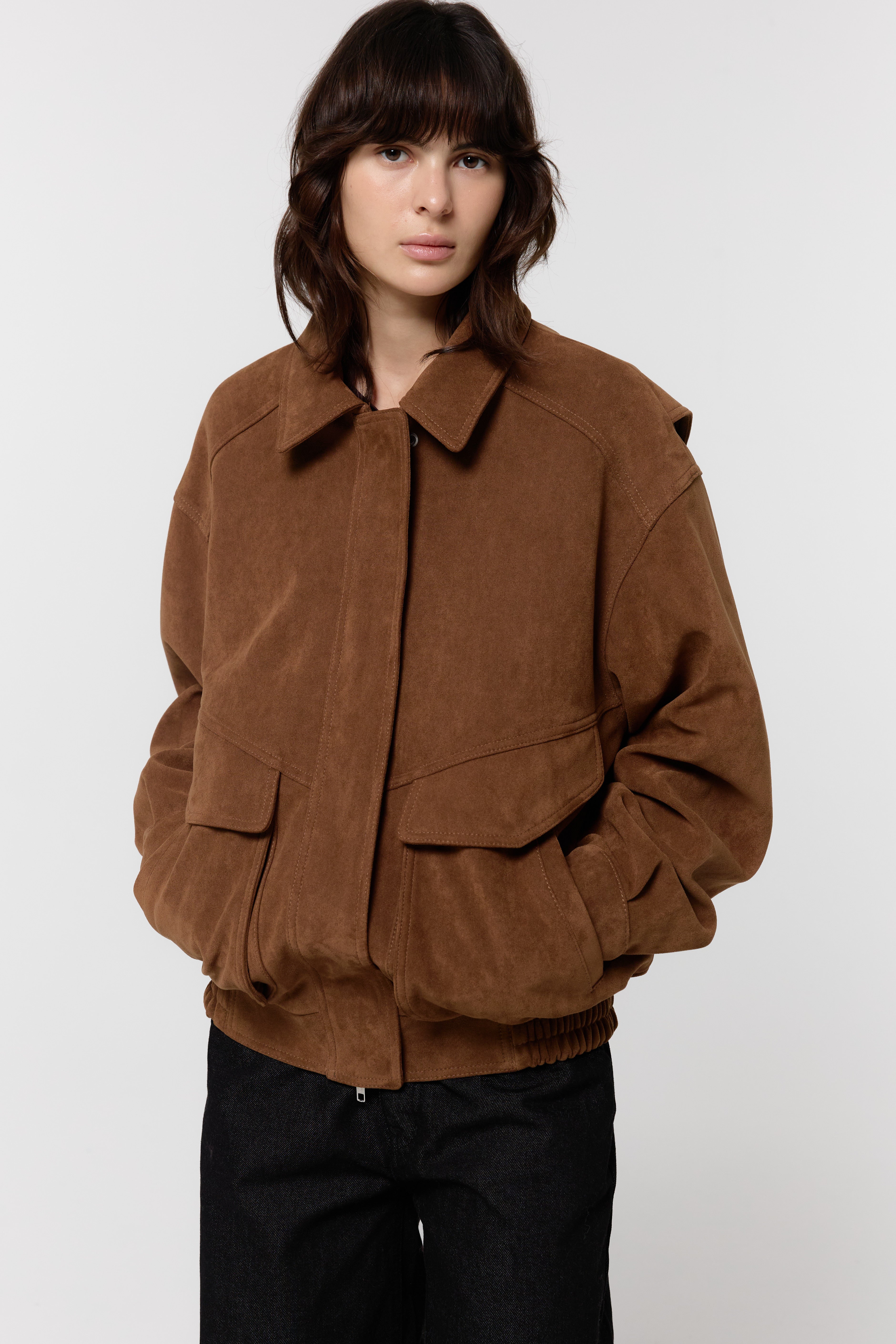 FAUX SUEDE BOMBER