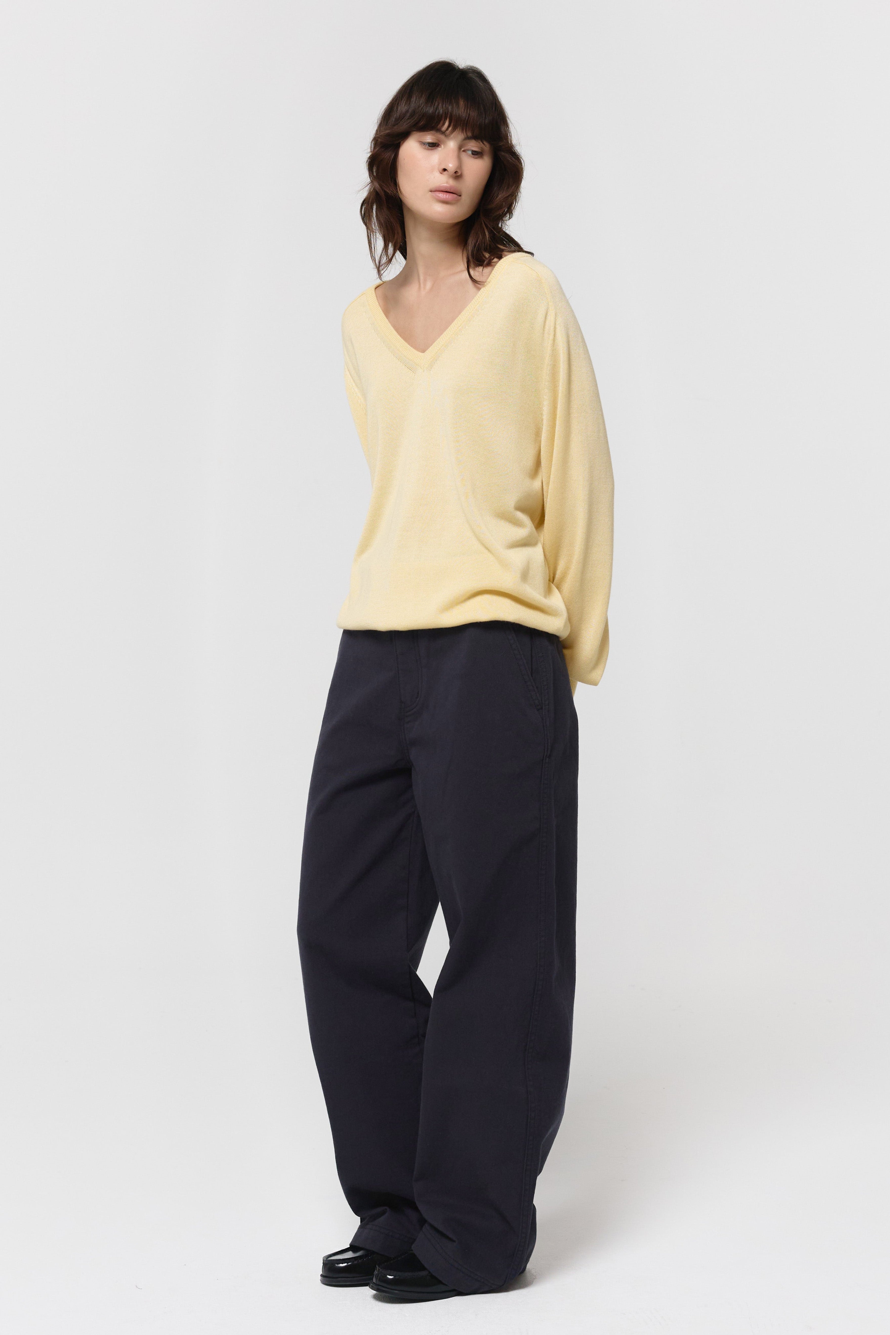 CURVED COTTON PANTS