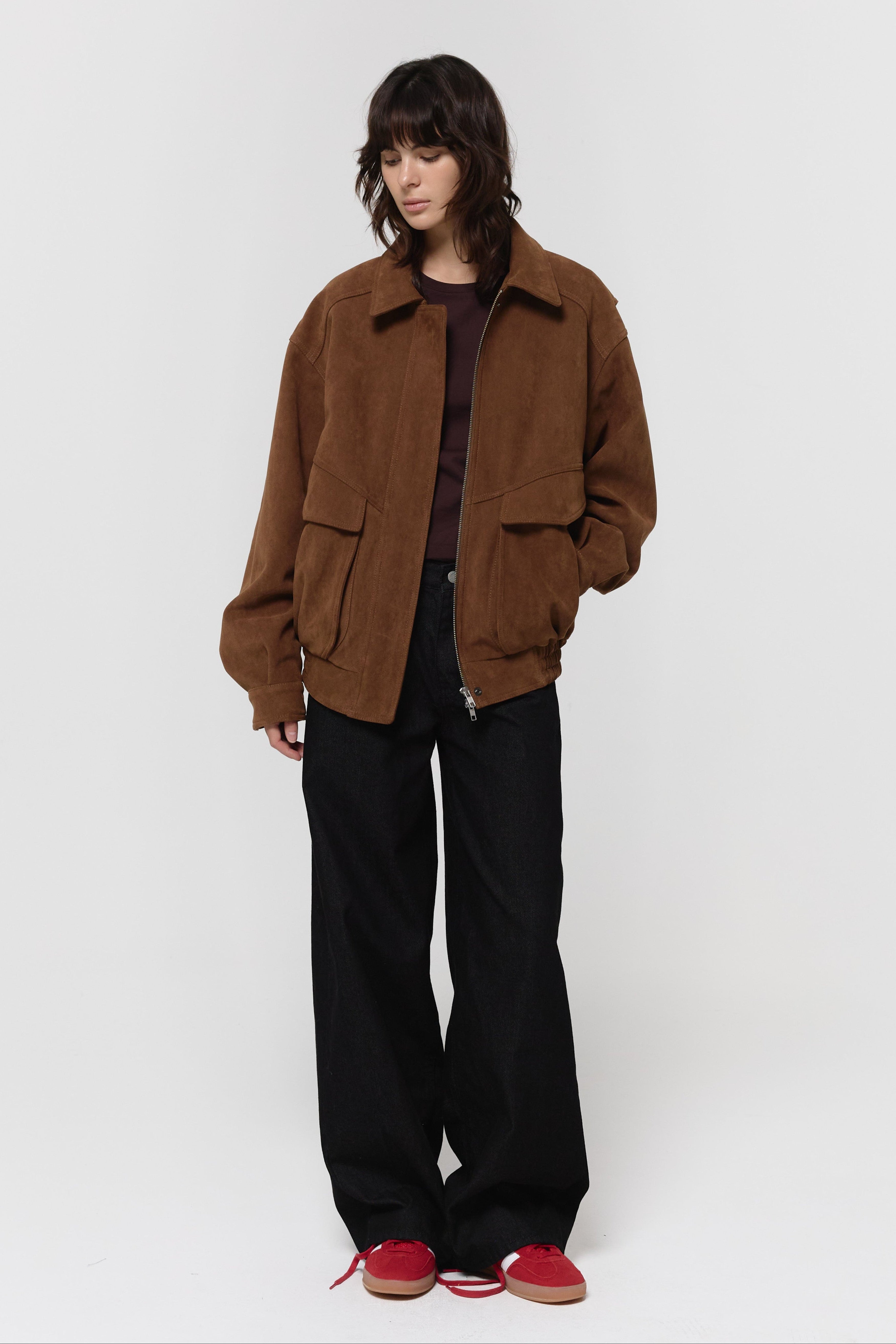 FAUX SUEDE BOMBER