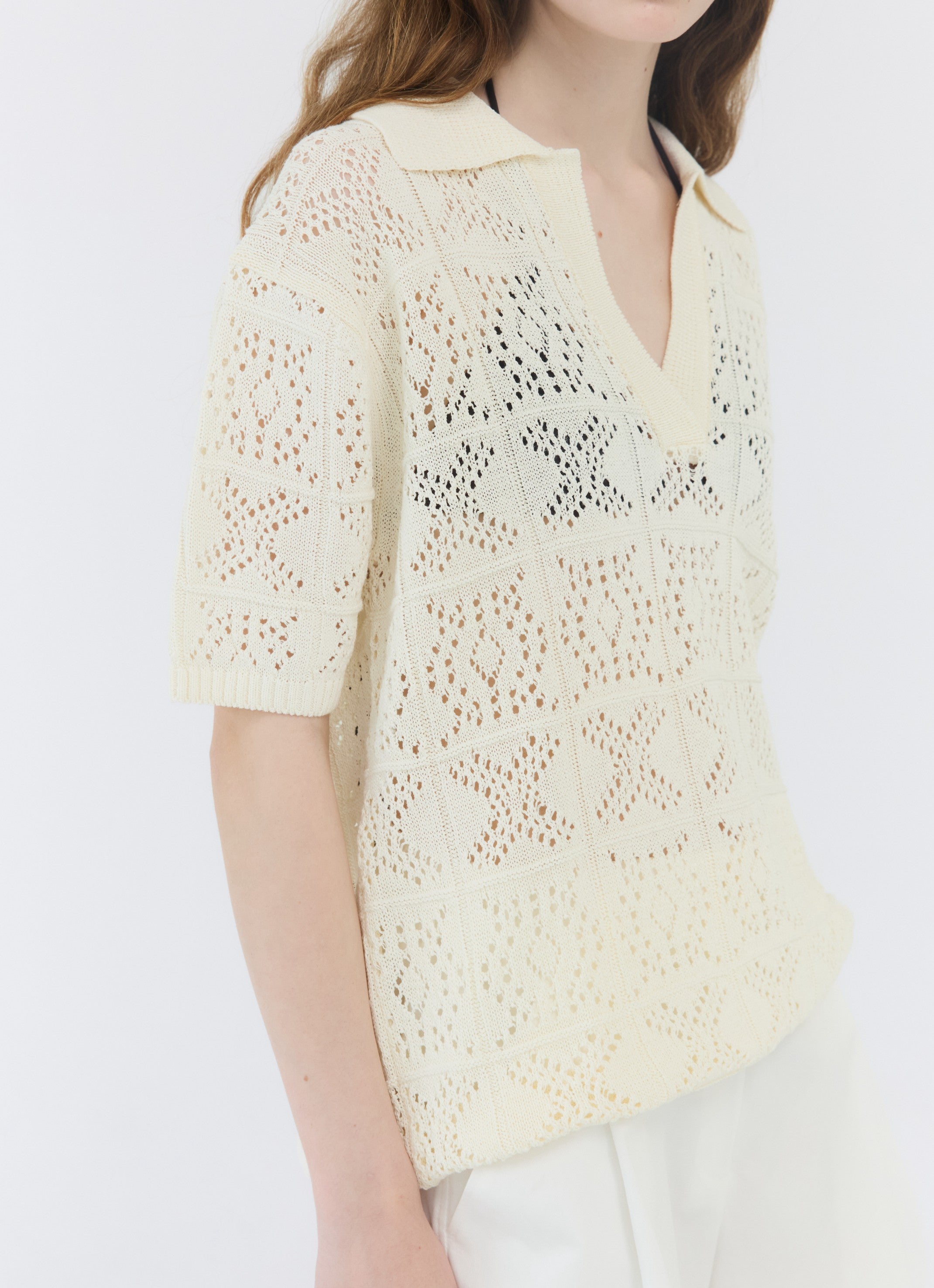 CROCHET KNIT COLLAR TOP