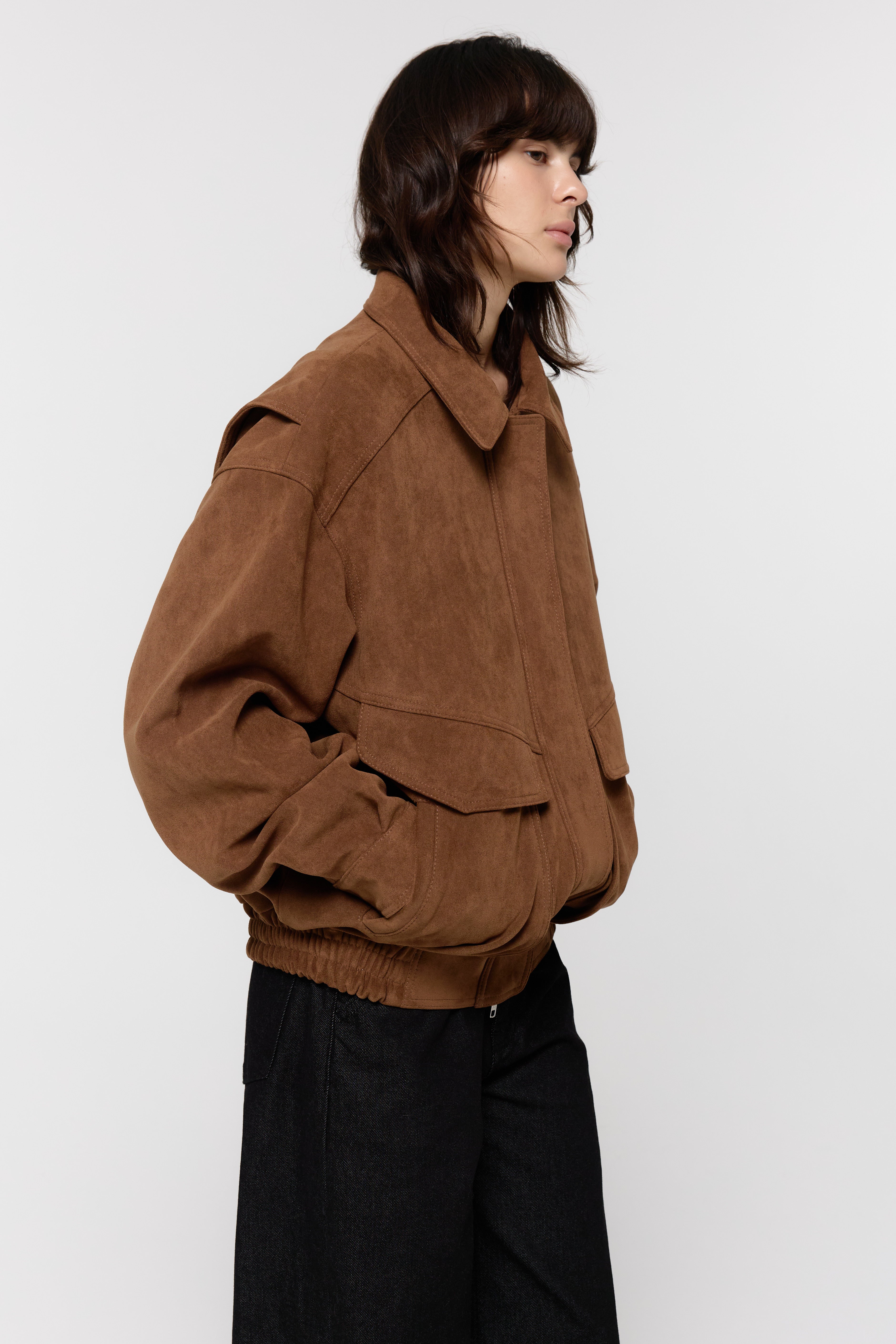 FAUX SUEDE BOMBER