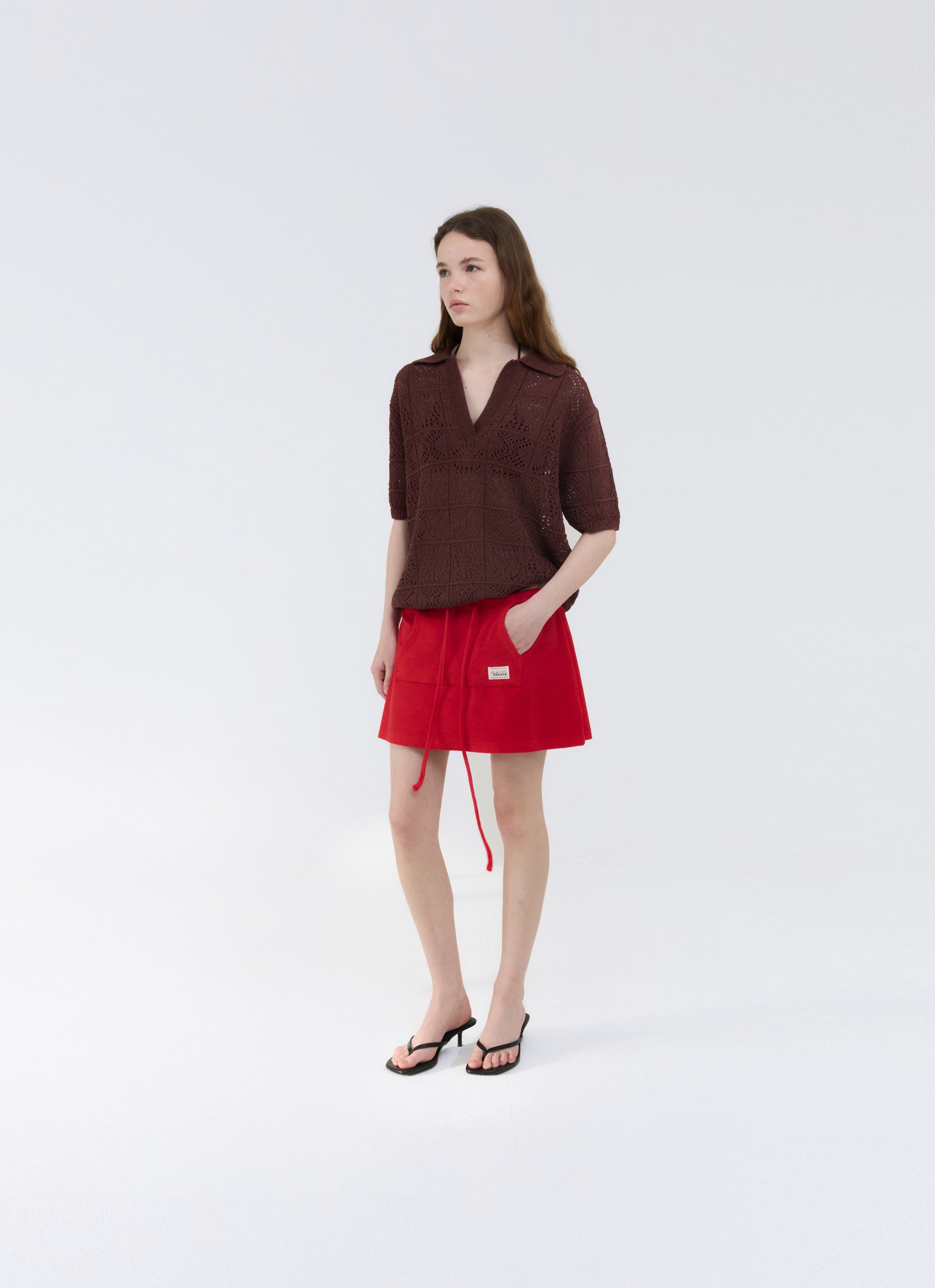 【大人気完売品】クロシェニットトップス&スカート CROCHET KNIT COLLAR TOP｜クロシェニット｜GBH Japan