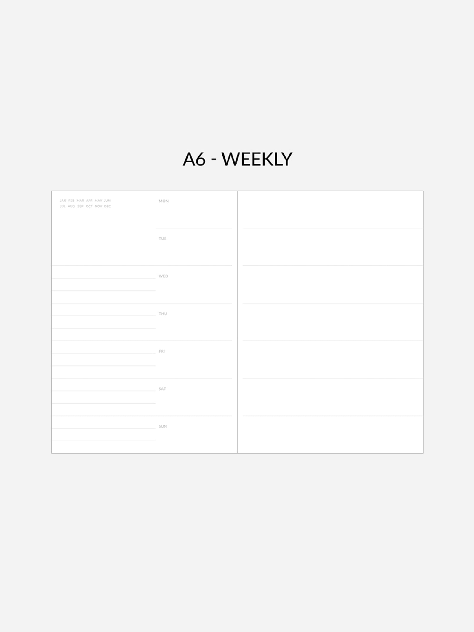 A6 WEEKLY PLANNER