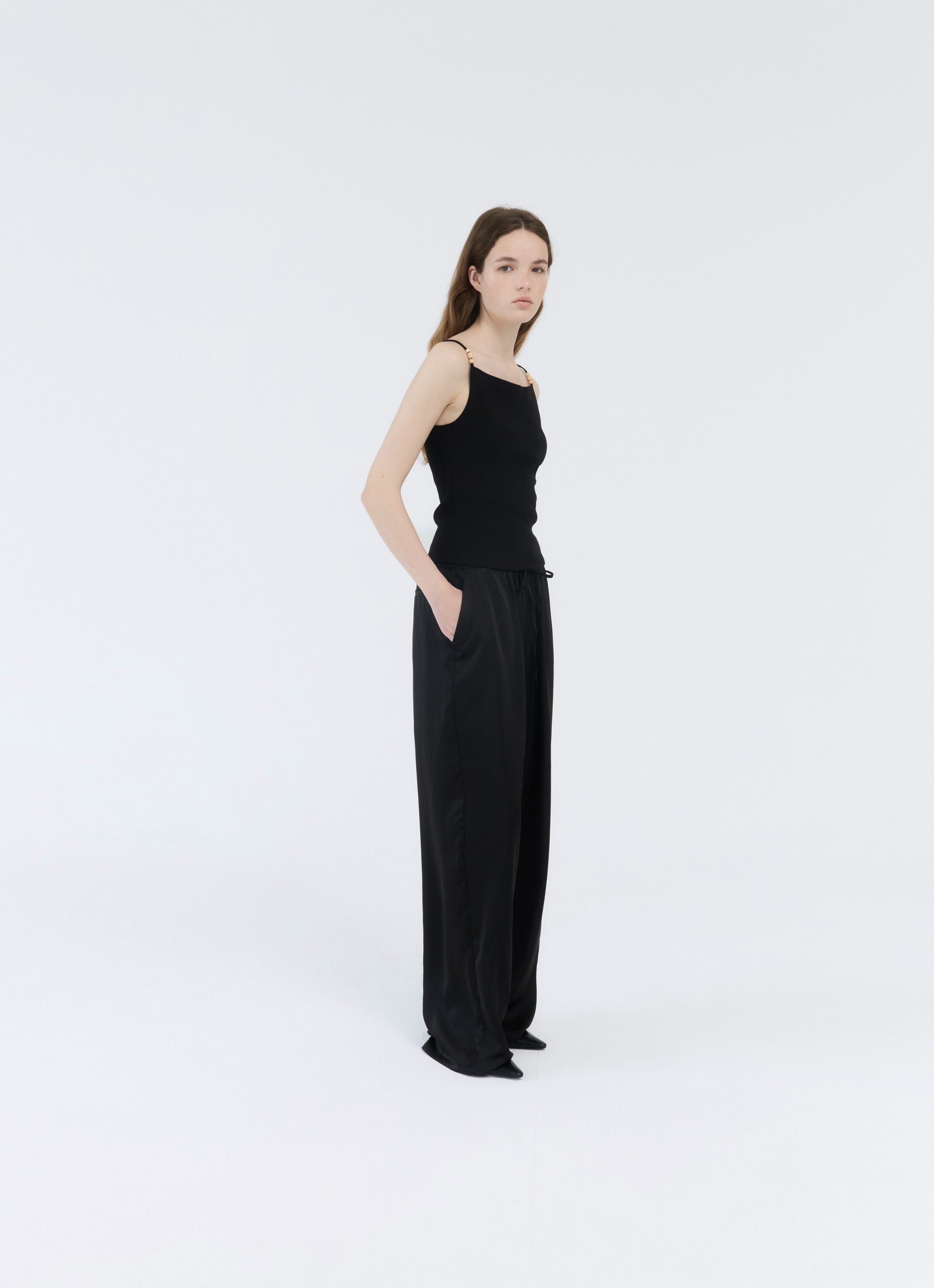 SATIN DRAWSTRING PANTS｜サテンワイドパンツ｜GBH Japan