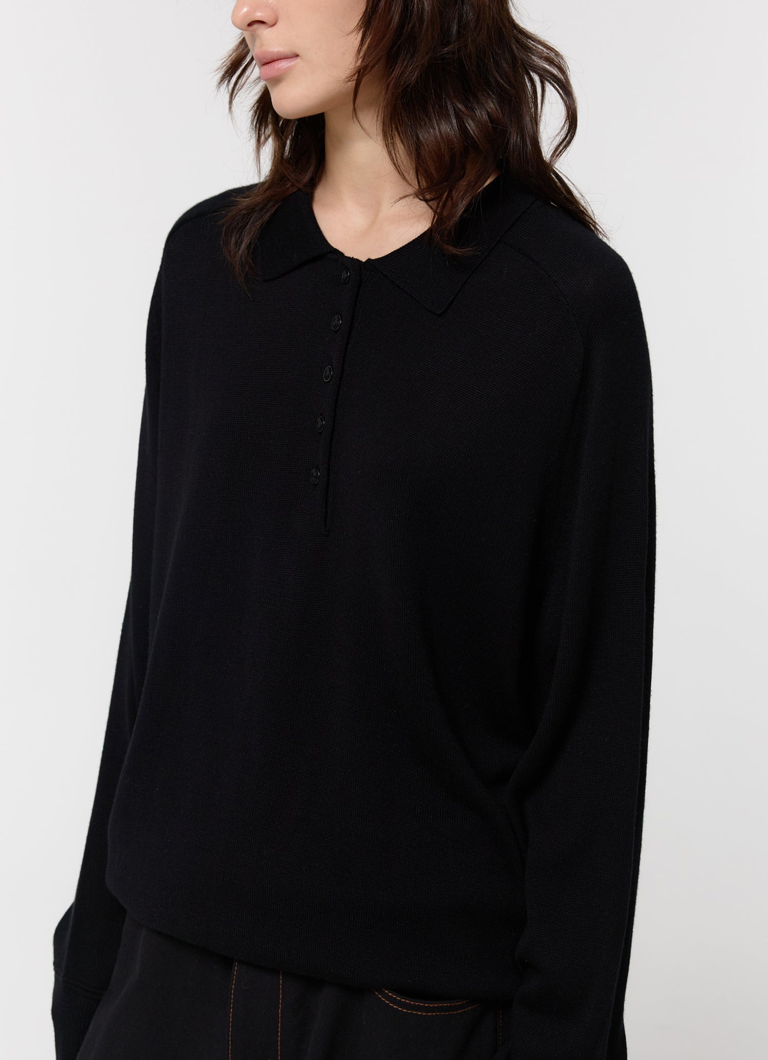 WOOL SILK POLO KNIT