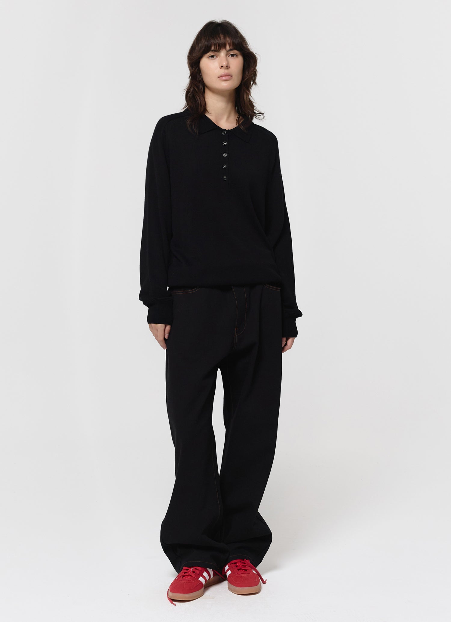 WOOL SILK POLO KNIT