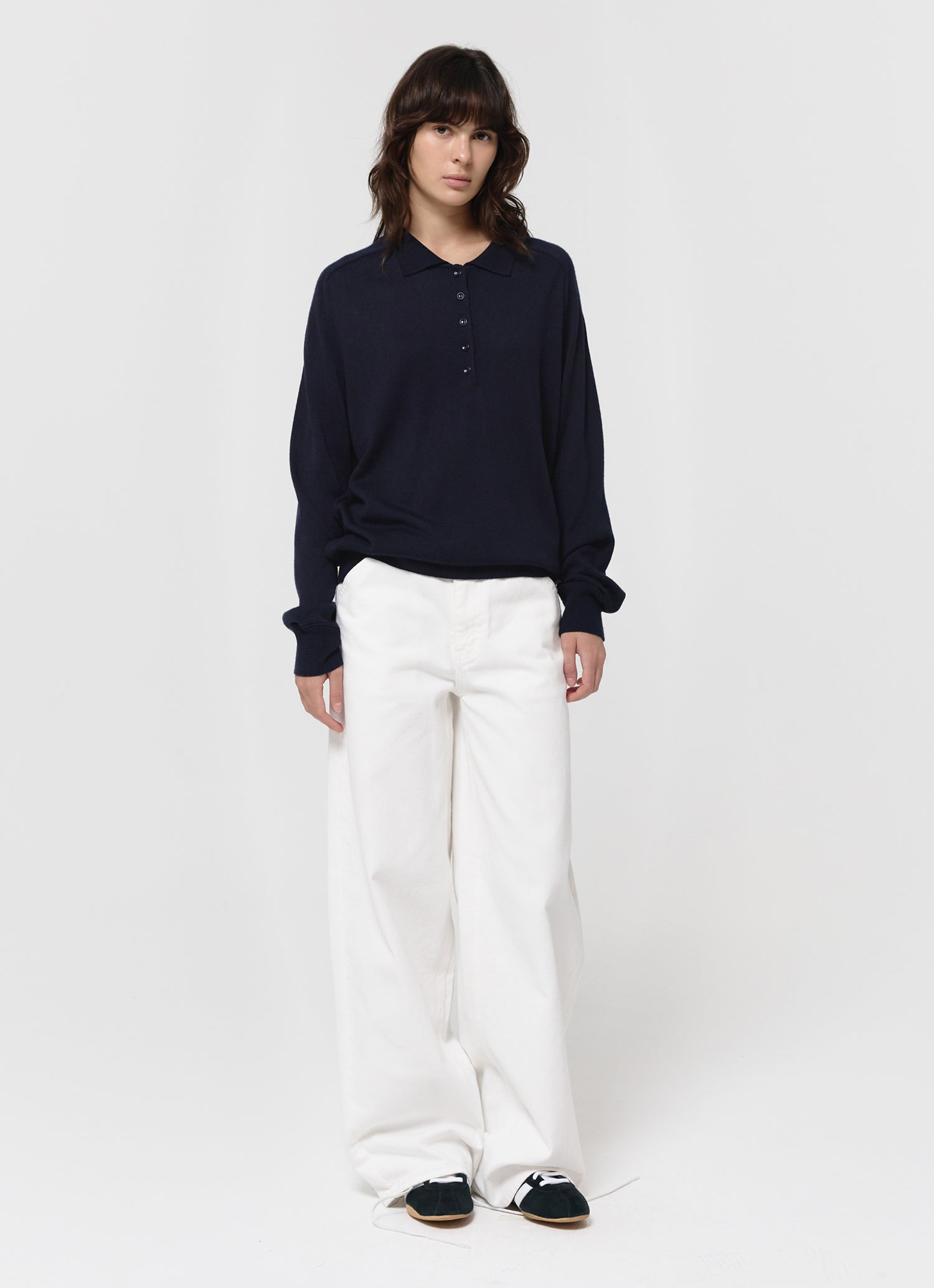 WOOL SILK POLO KNIT