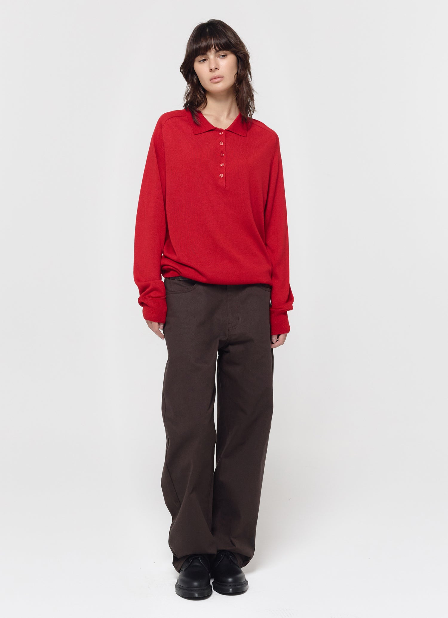 WOOL SILK POLO KNIT