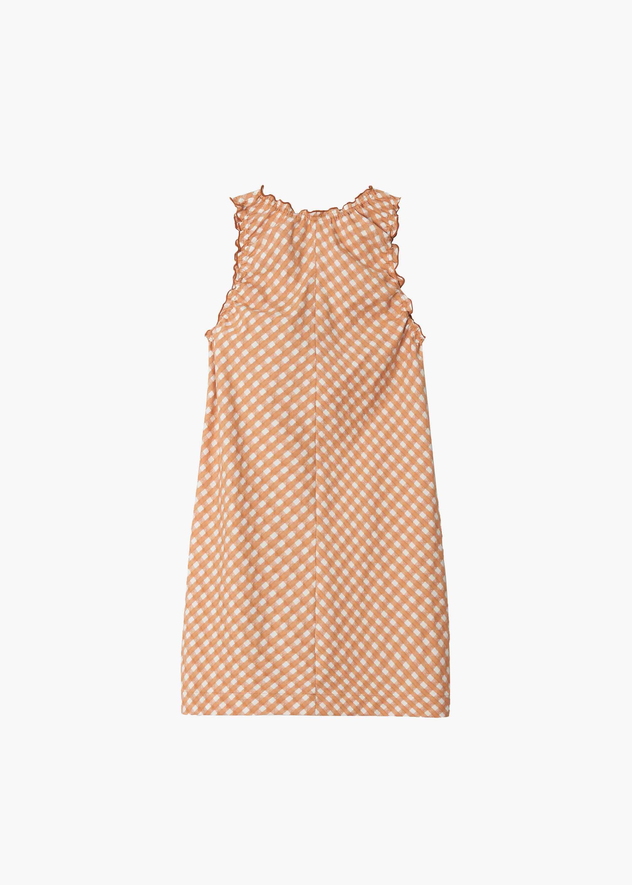 ORANGE SHIRRING DRESS