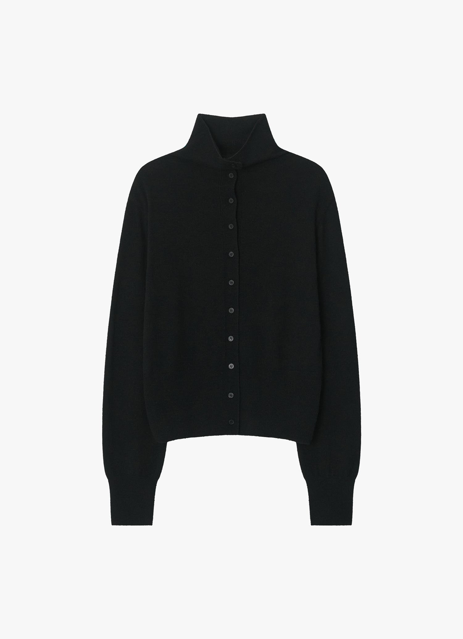 WOOL BLEND HIGH-NECK CARDIGAN