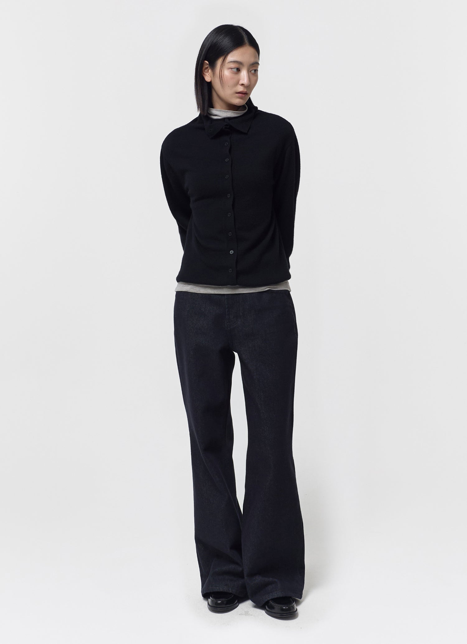 WOOL BLEND HIGH-NECK CARDIGAN