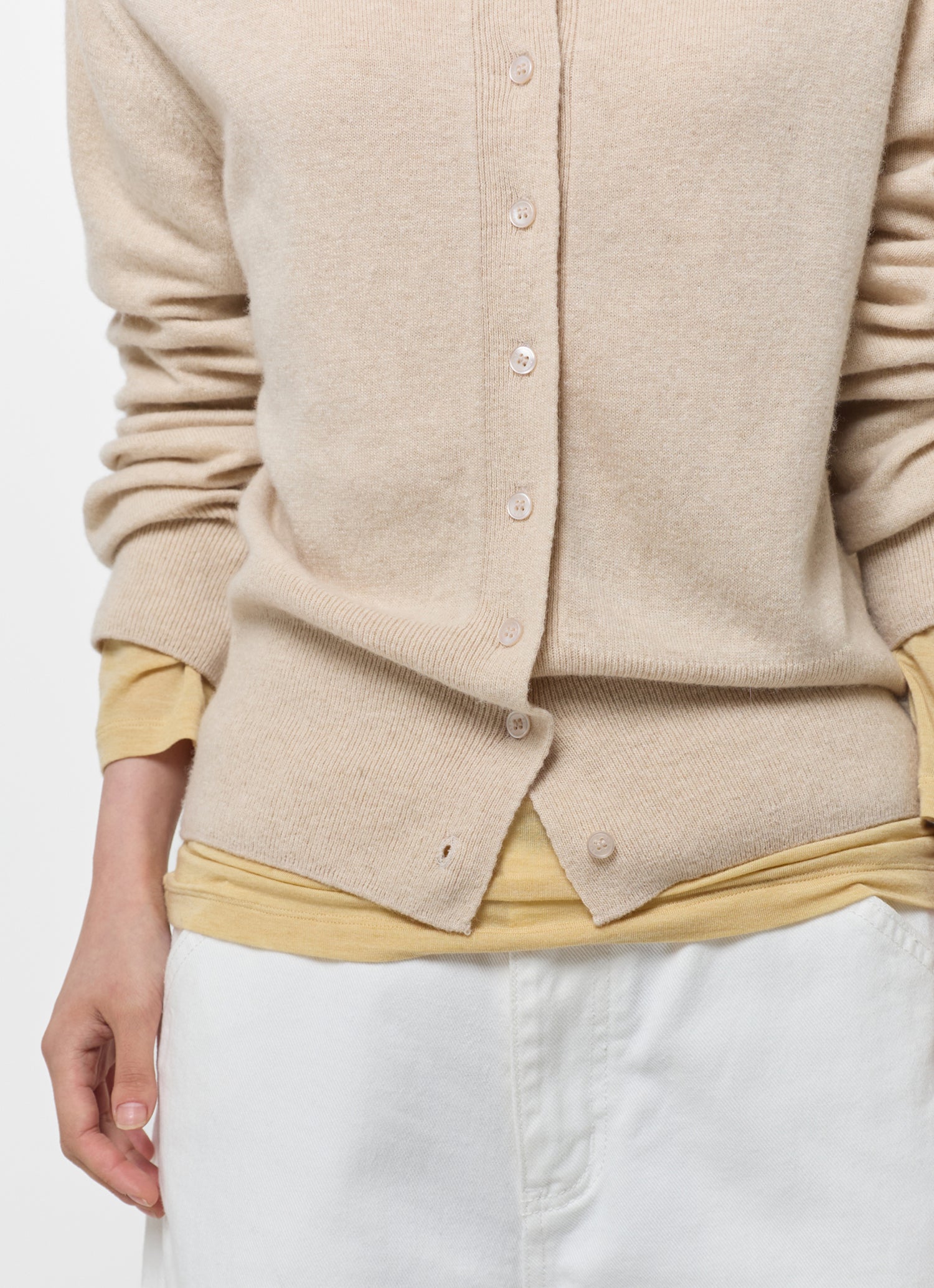 WOOL BLEND HIGH-NECK CARDIGAN