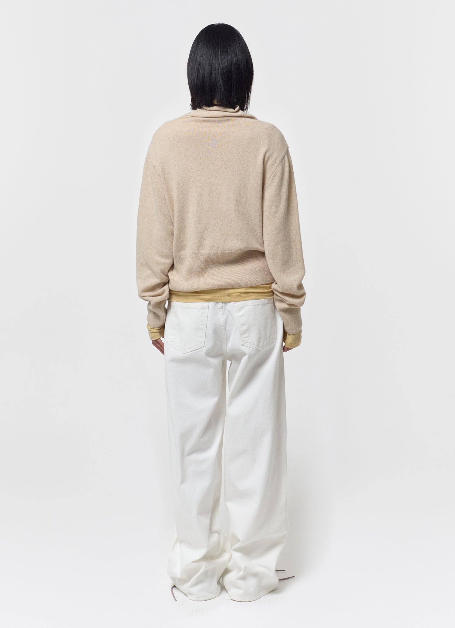 WOOL BLEND HIGH-NECK CARDIGAN