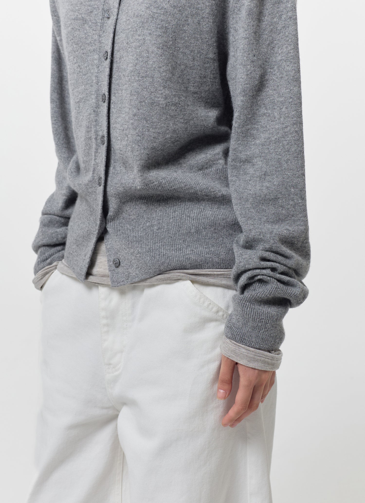 WOOL BLEND HIGH-NECK CARDIGAN
