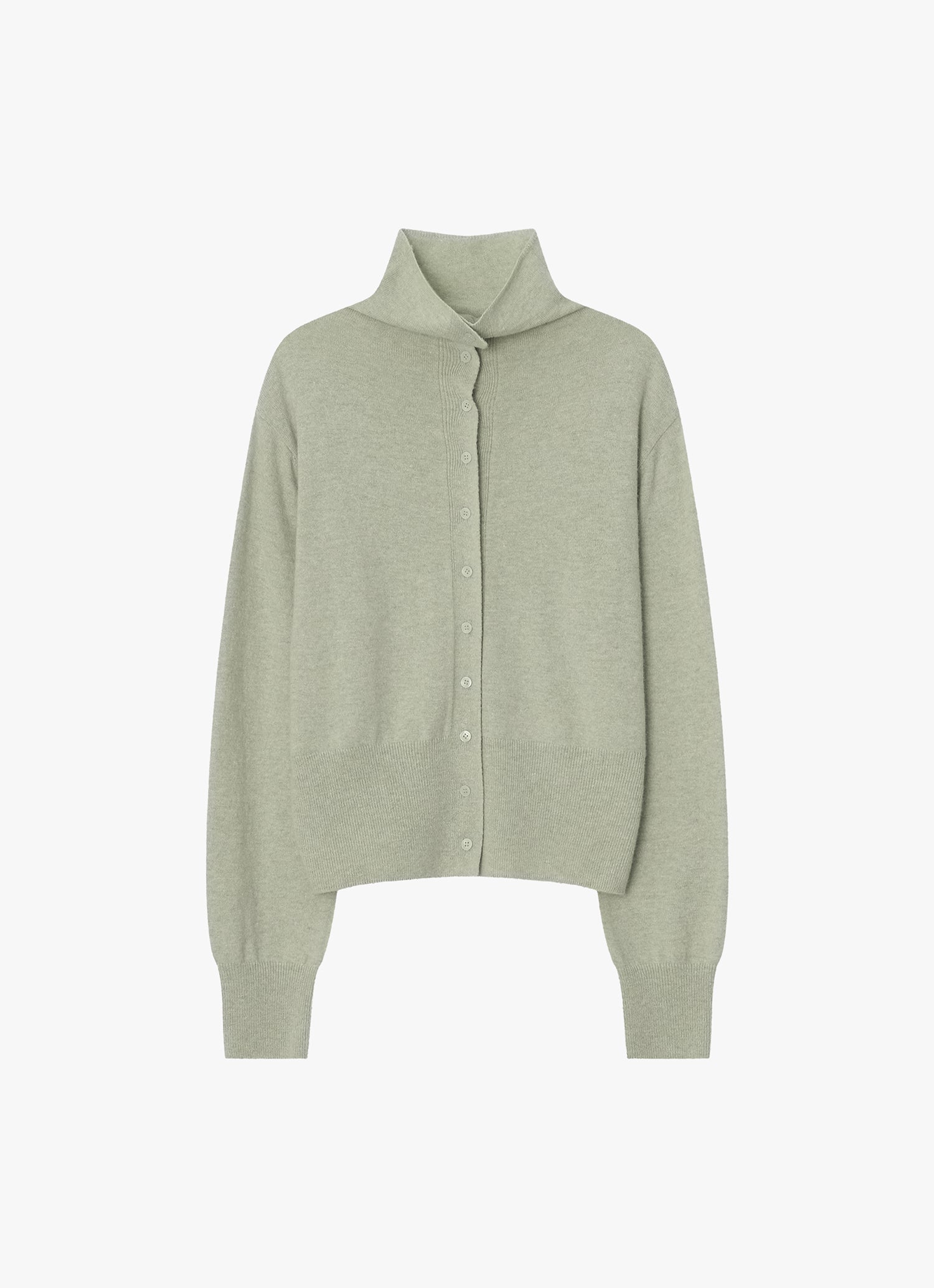 WOOL BLEND HIGH-NECK CARDIGAN