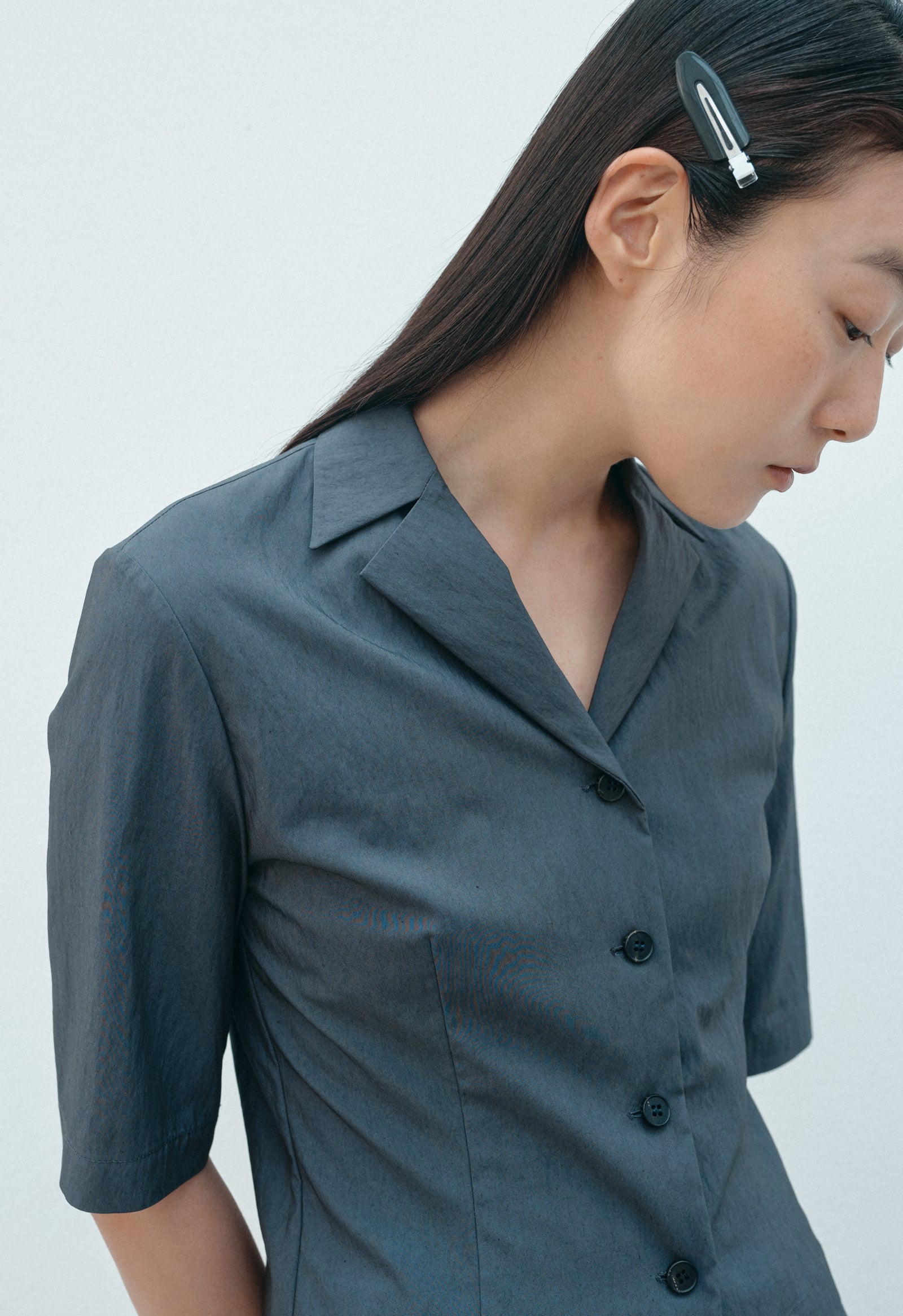 gbh classy open collar shirts 長袖ブラウス/FREE/レーヨン/GRY CLASSY OPEN COLLAR SHIRTS