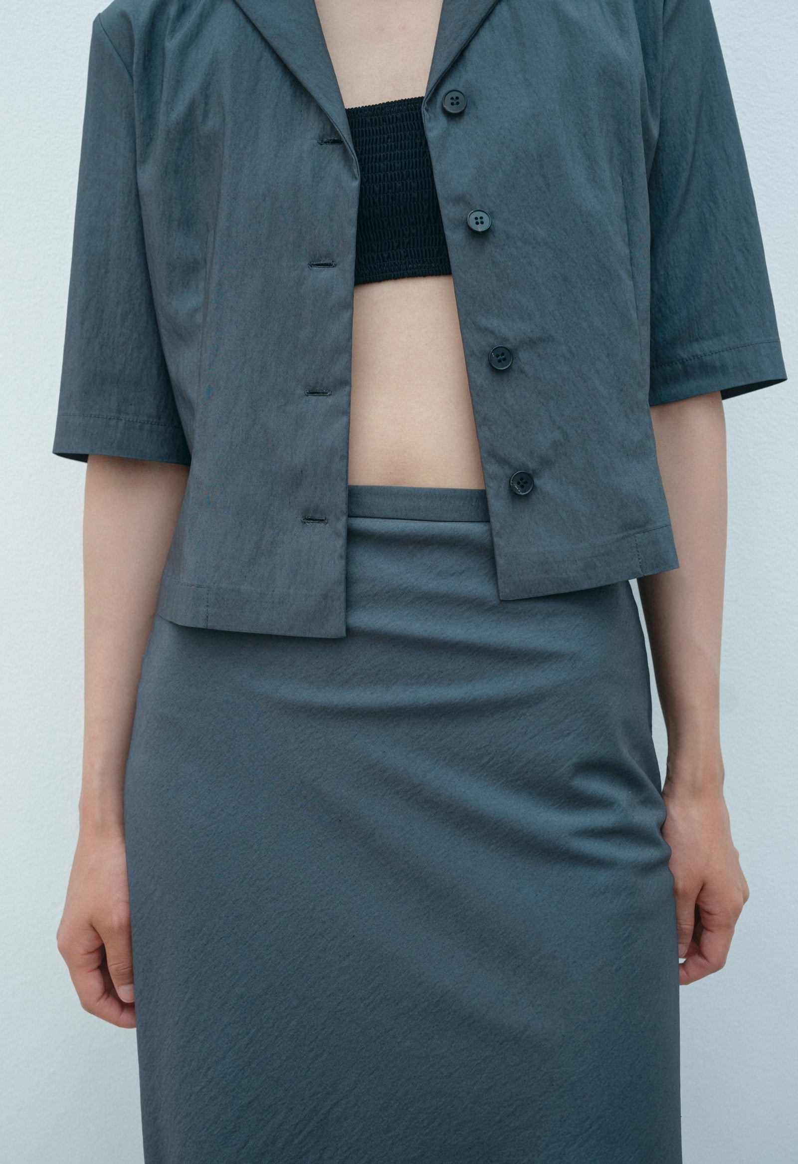 gbh classy open collar shirts 長袖ブラウス/FREE/レーヨン/GRY CLASSY OPEN COLLAR SHIRTS