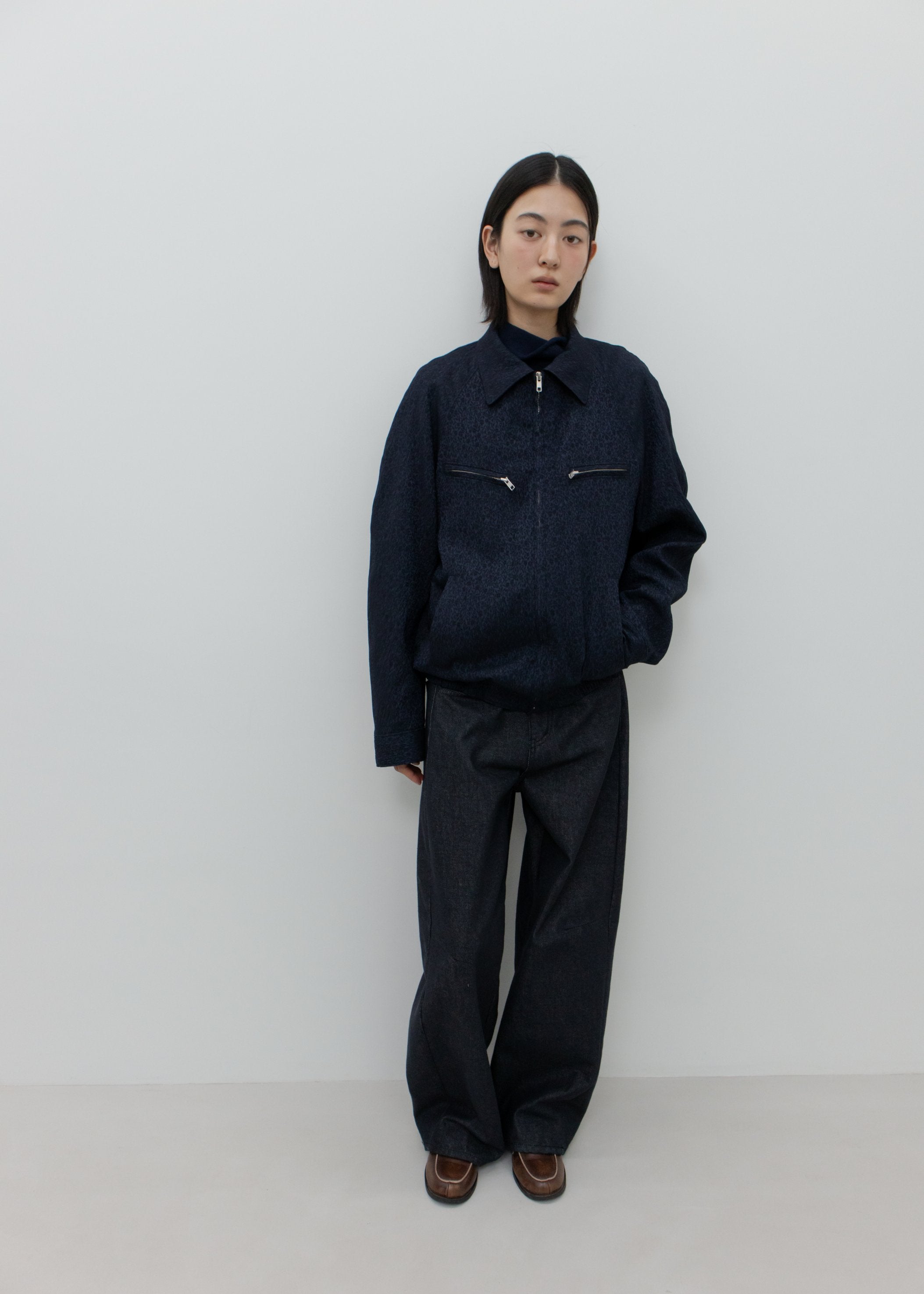JACQUARD ZIPPER BLOUSON