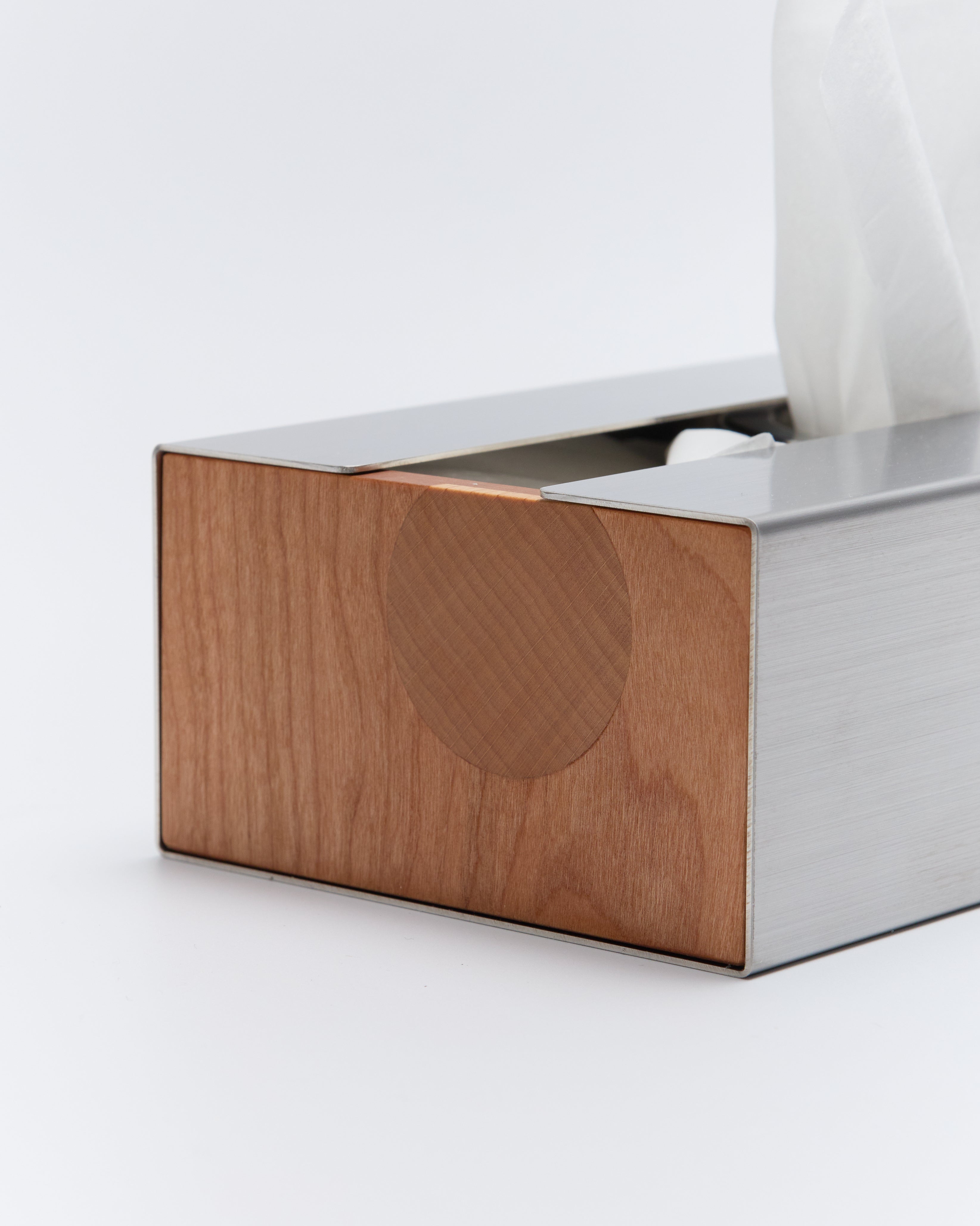 GBH x LEEYEZI STAINLESS STEEL TISSUE CASE / MATT SILVER, WOOD