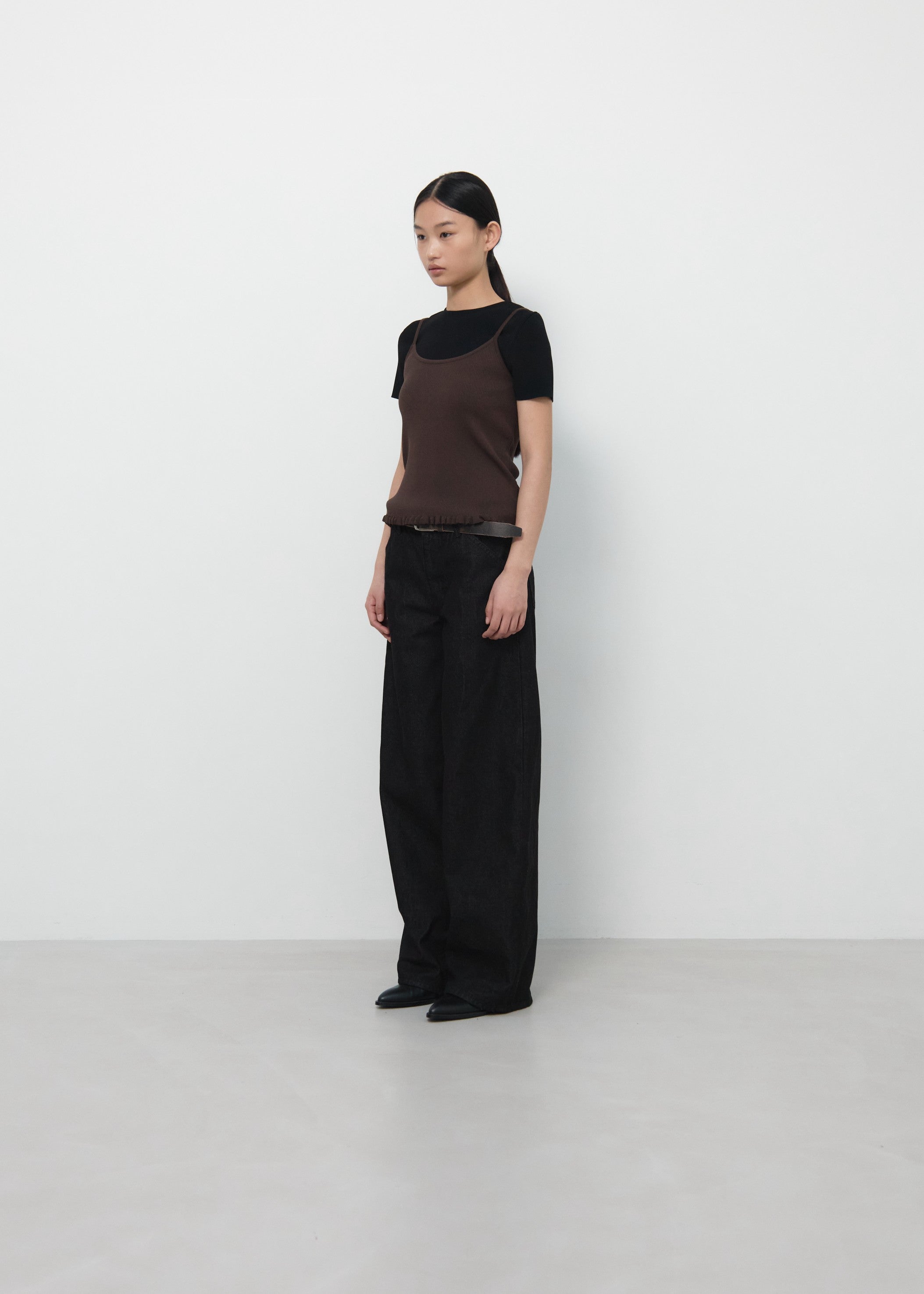 RIBBED FRILL SLEEVELESS｜リブフリルキャミソール｜GBH Japan